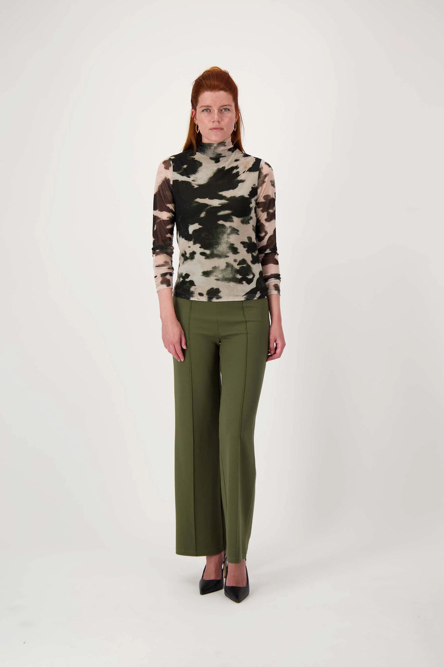 Top Zusss - Mesh top met vlekkenprint -0304-237