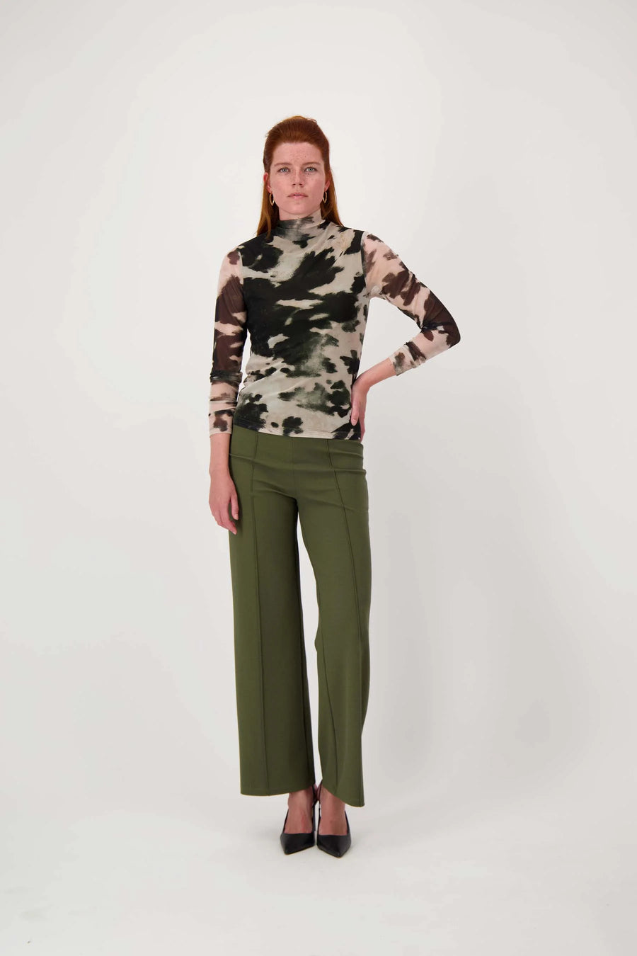 Top Zusss - Mesh top met vlekkenprint -0304-237