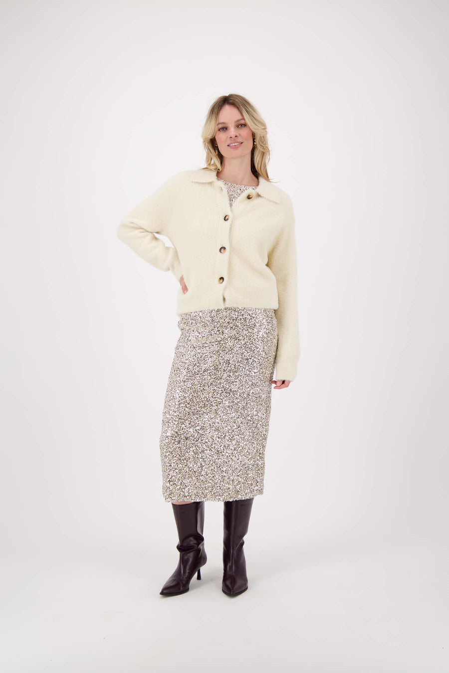 Zusss - Fluffy vest met polokraag