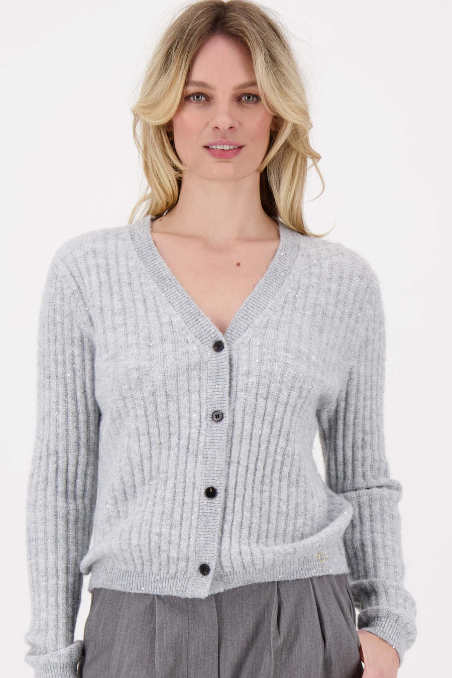 Zusss - Rib vest met kleine pailletten