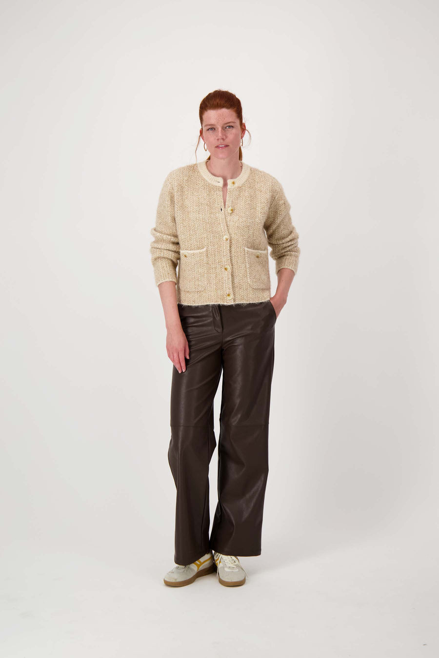 Vest Zusss - Jacquard vest met visgraat structuur