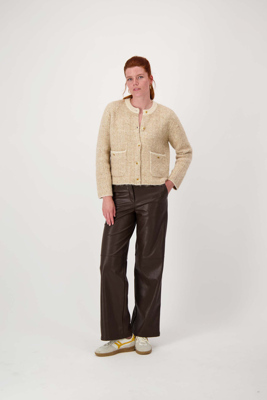 Vest Zusss - Jacquard vest met visgraat structuur