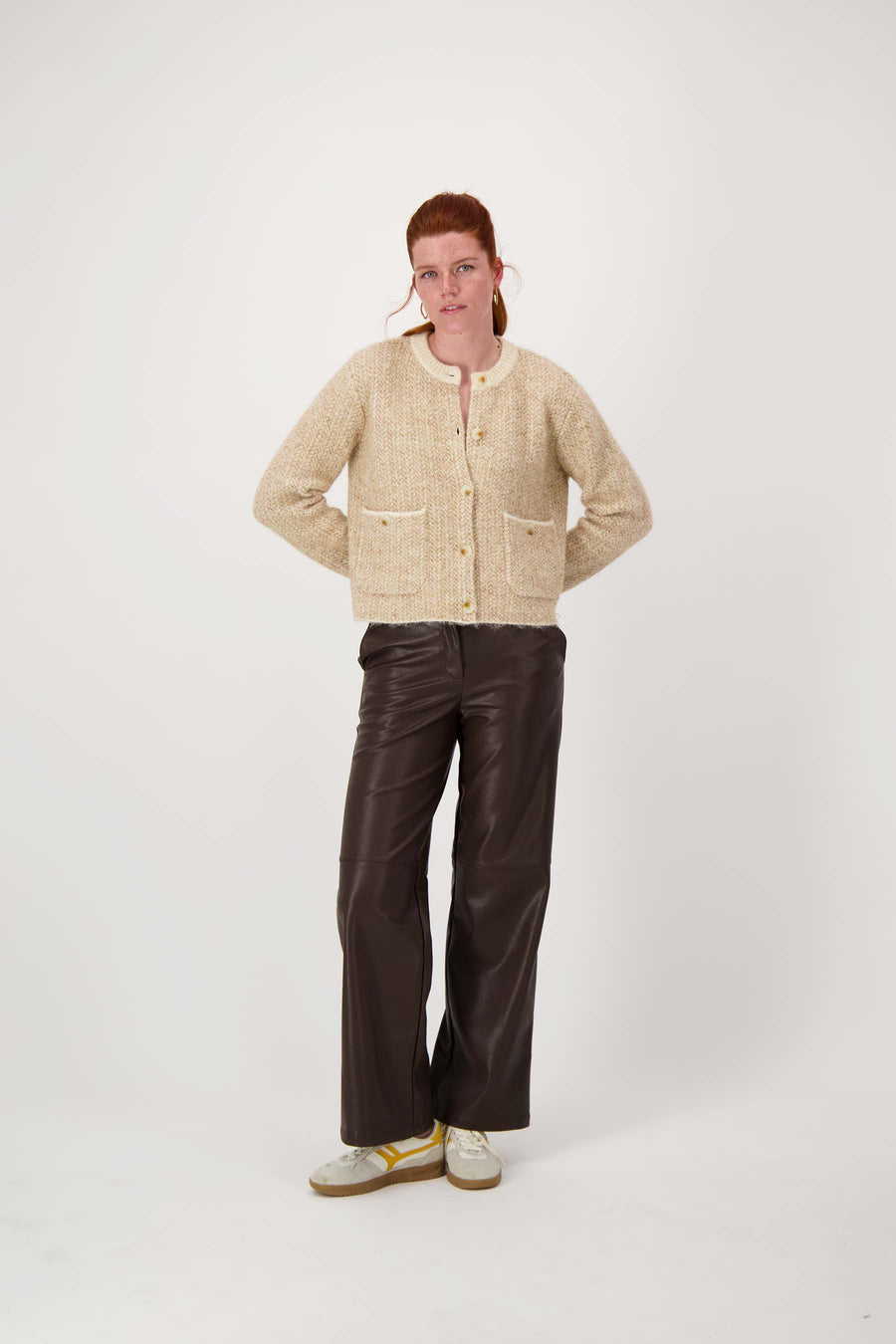 Vest Zusss - Jacquard vest met visgraat structuur