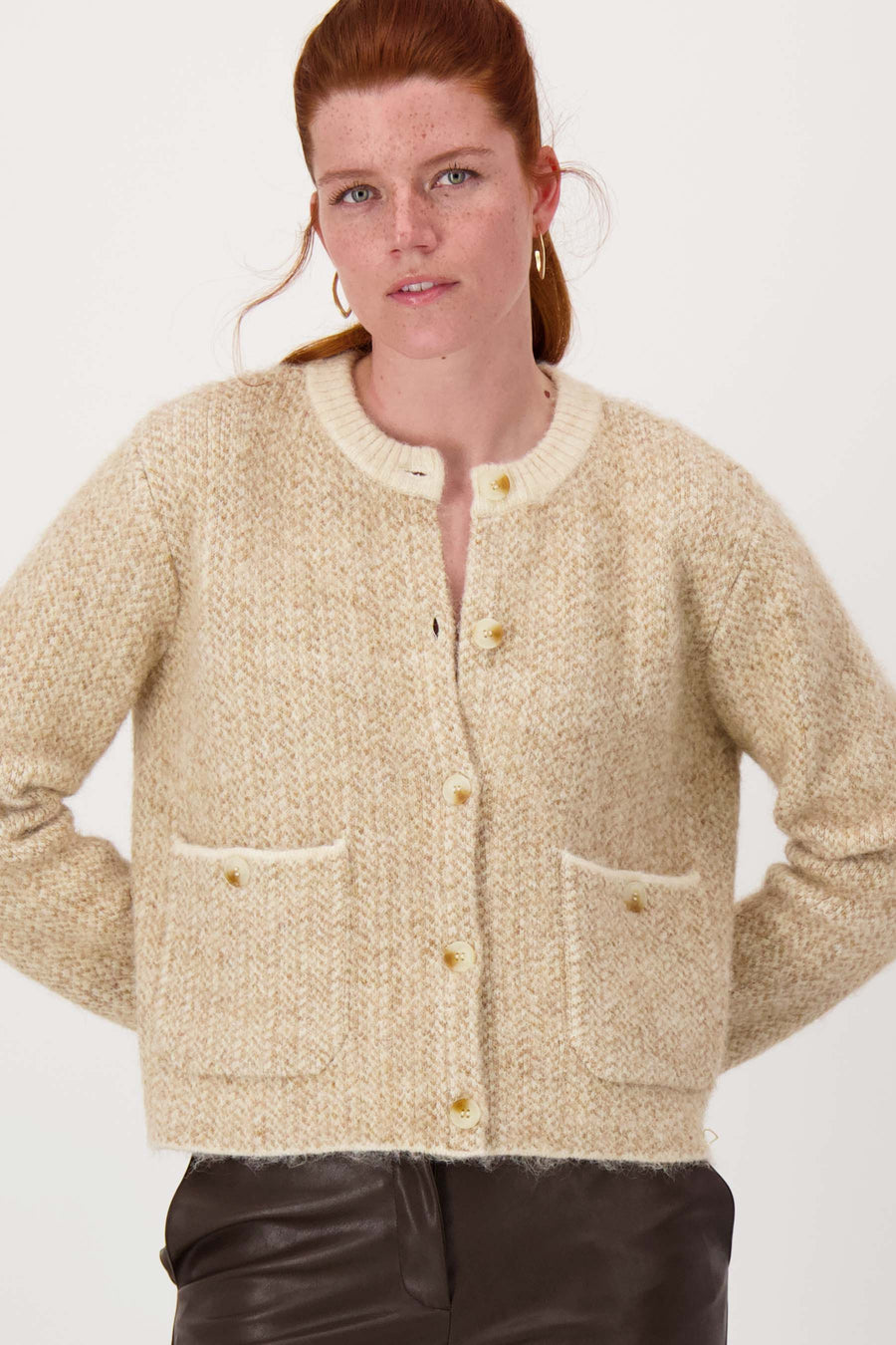 Vest Zusss - Jacquard vest met visgraat structuur