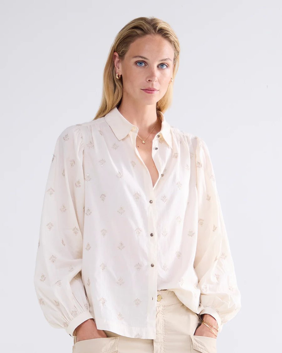 Blouse Scattered Embro Solid - Summum