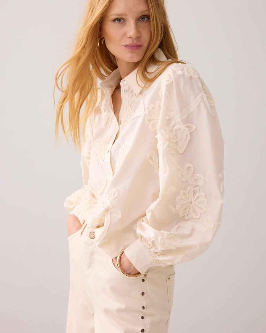 Blouse met flower tape - Summum -  2s3327-1229