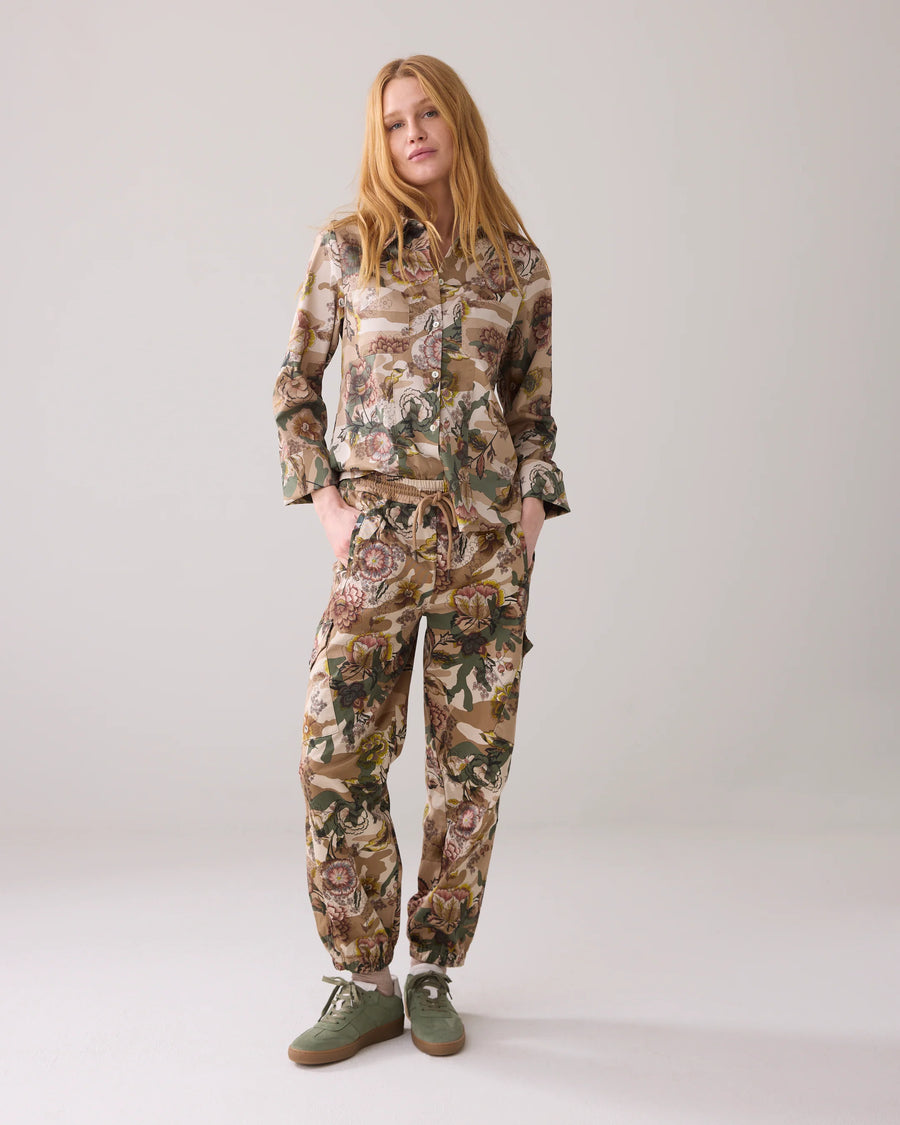 Summum - Broek met camouflage en bloemen