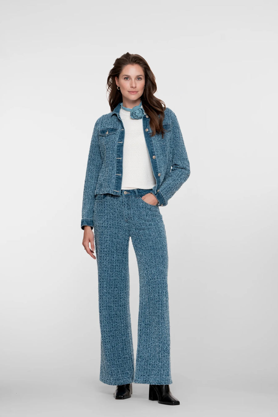 Geisha dames bouclé denim straight leg jeans - 51550-10