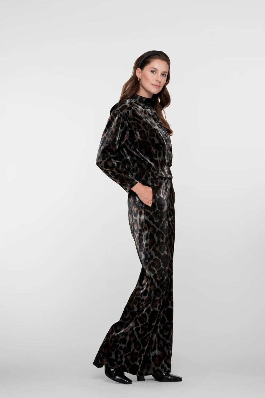 Geisha dames pantalon met leopard print - 51682-20