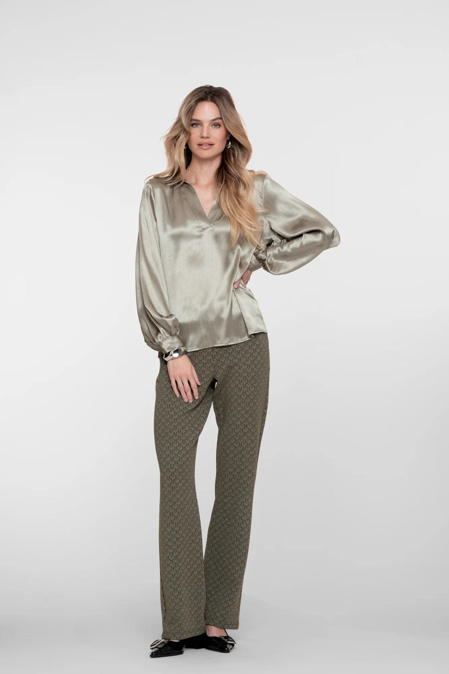 Geisha dames broek met jacquard print. - 51684-20