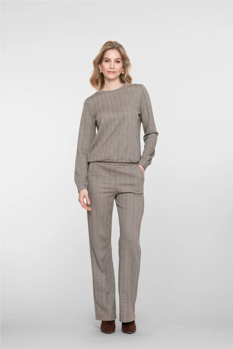 Geisha dames flared broek met zigzagpatroon - 51573-60