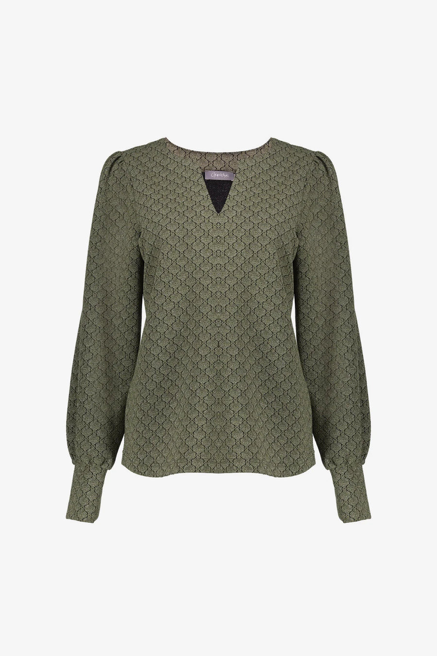 Geisha dames top met V-hals en Jacquard print - 52530-20