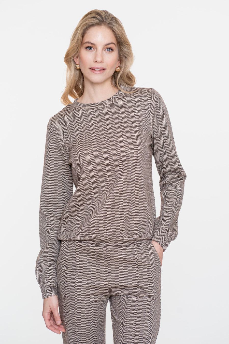 Geisha dames top met zigzagpatroon en lurex - 52610-60