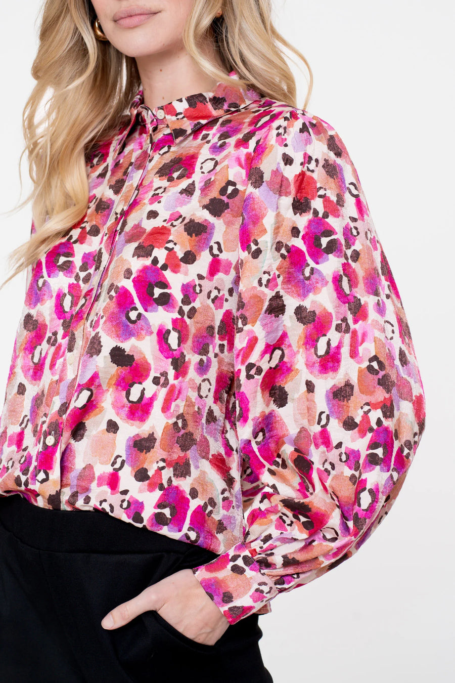 Geisha dames speelse blouse met plooimouwen - 53620-20