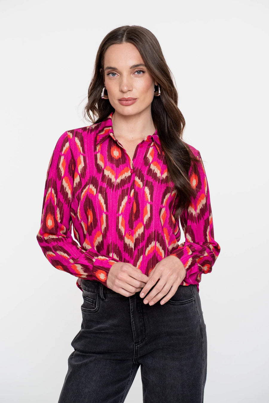 Geisha dames blouse met grafische print en lurex - 53635-20