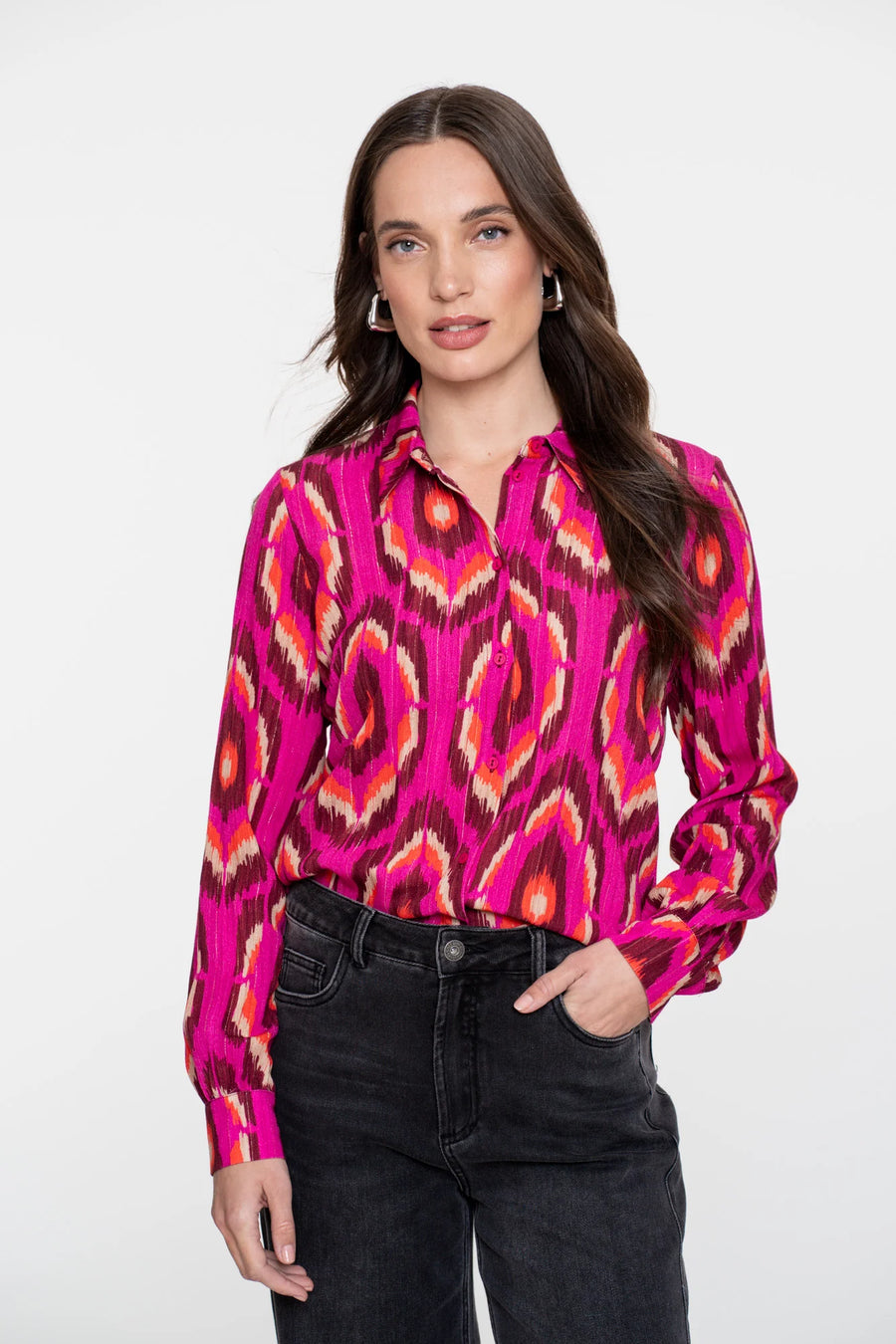 Geisha dames blouse met grafische print en lurex - 53635-20