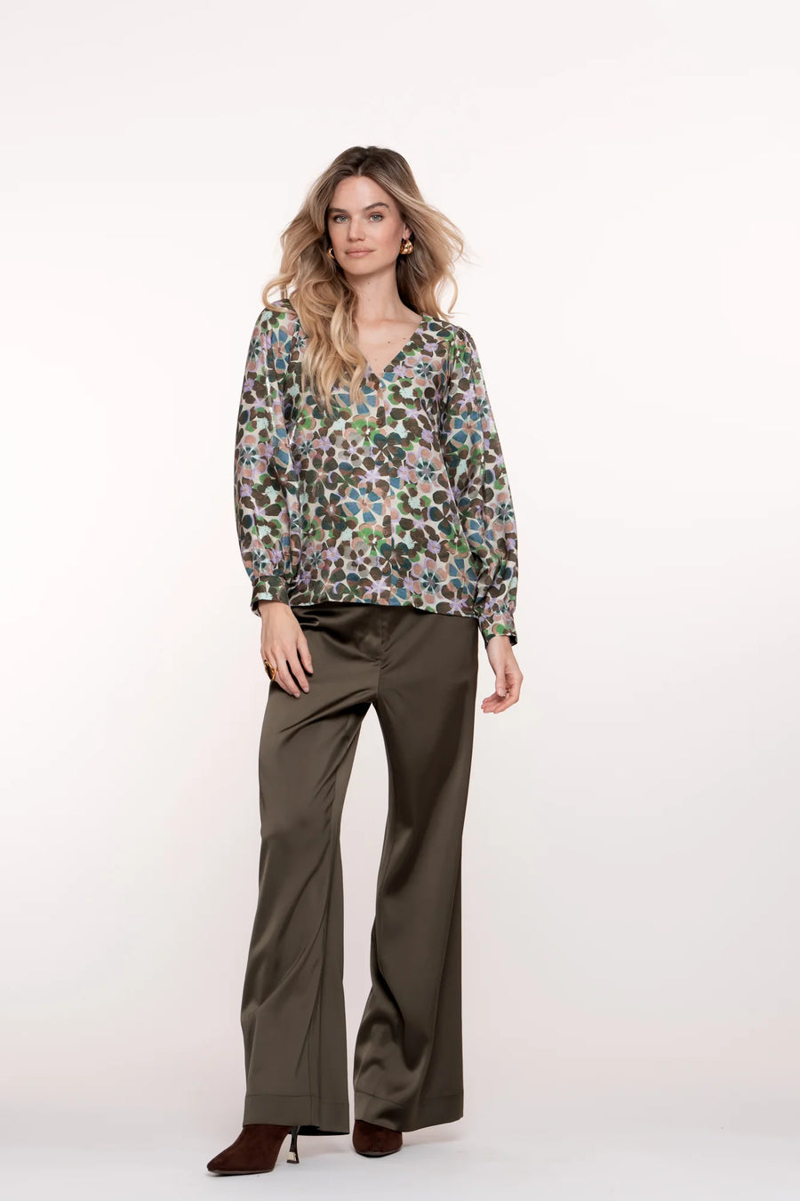 Geisha dames blouse met retro bloemenprint -  53636-20