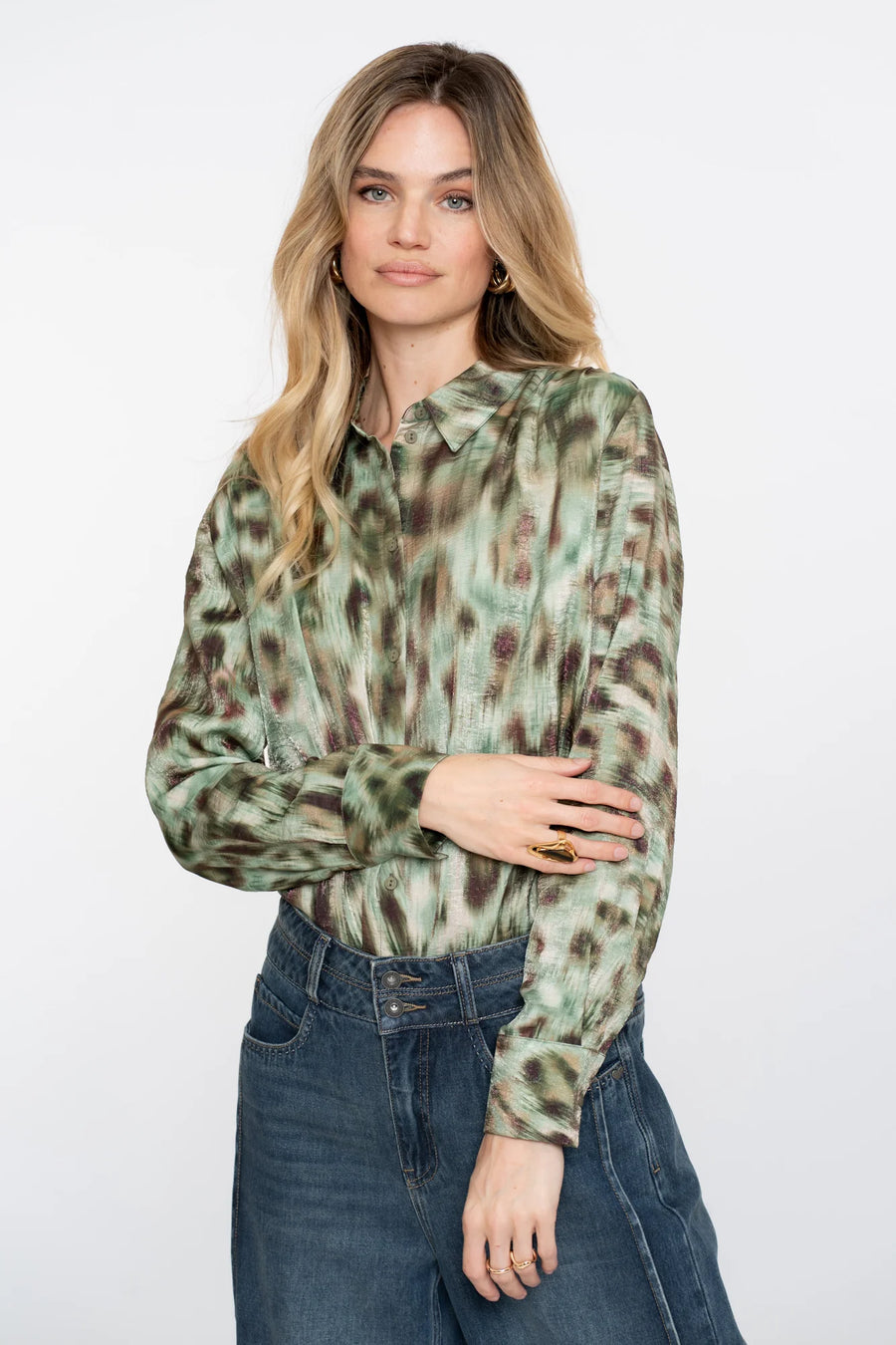 Geisha dames blouse met aquarelprint - 53659-20
