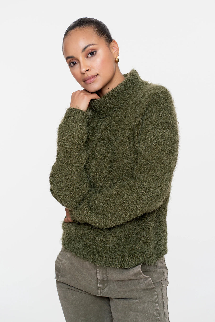 Geisha dames kabeltrui met turtleneck - 54515-10