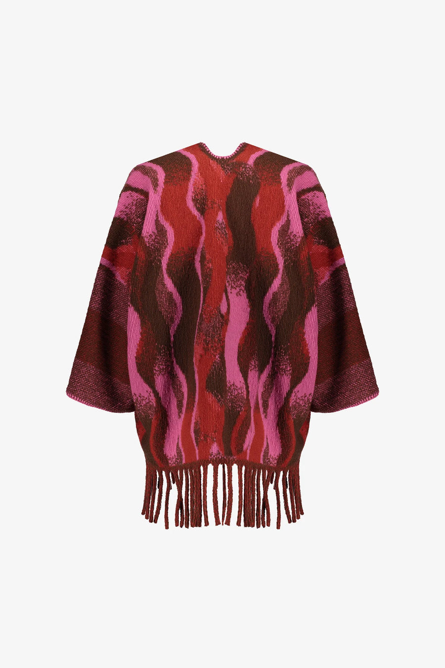 Geisha dames poncho met swirlprint en franjes - 54545-20