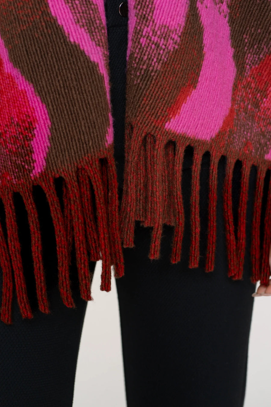 Geisha dames poncho met swirlprint en franjes - 54545-20