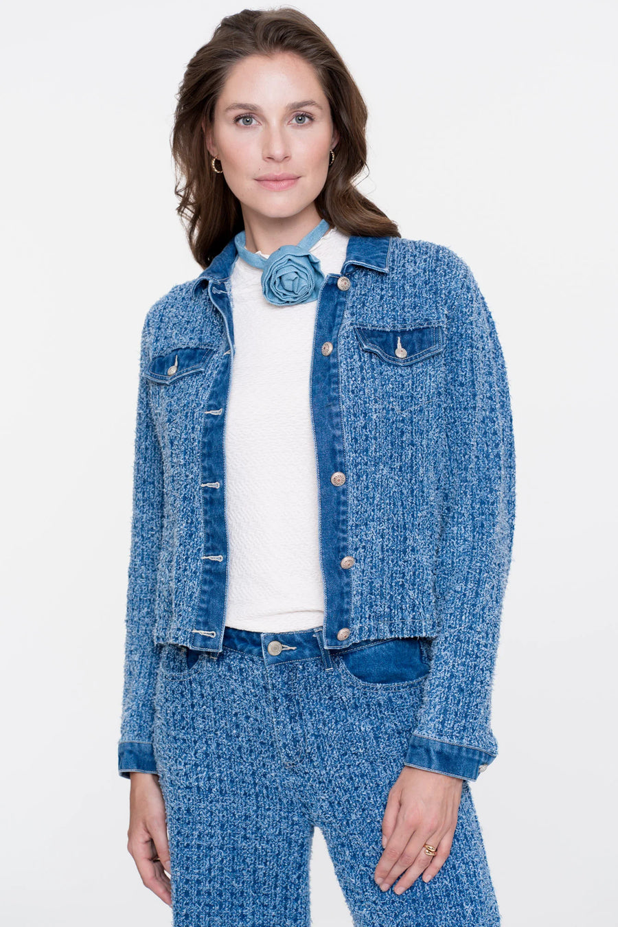 Geisha dames boucle denim jacket - 55532-10