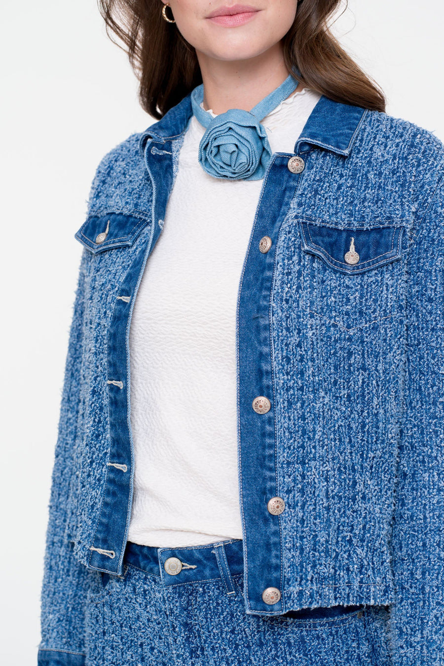Geisha dames boucle denim jacket - 55532-10