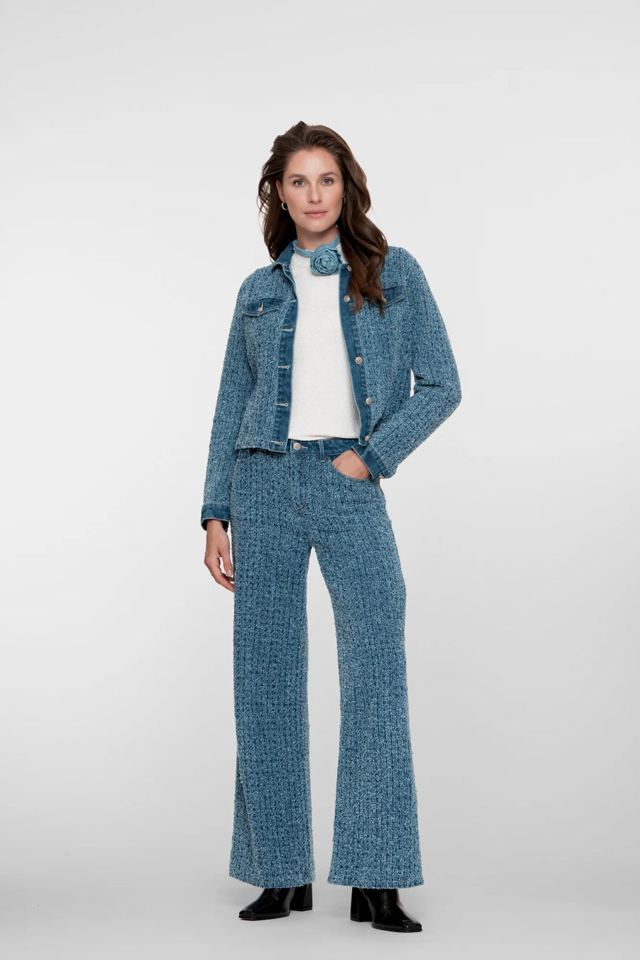 Geisha dames boucle denim jacket - 55532-10