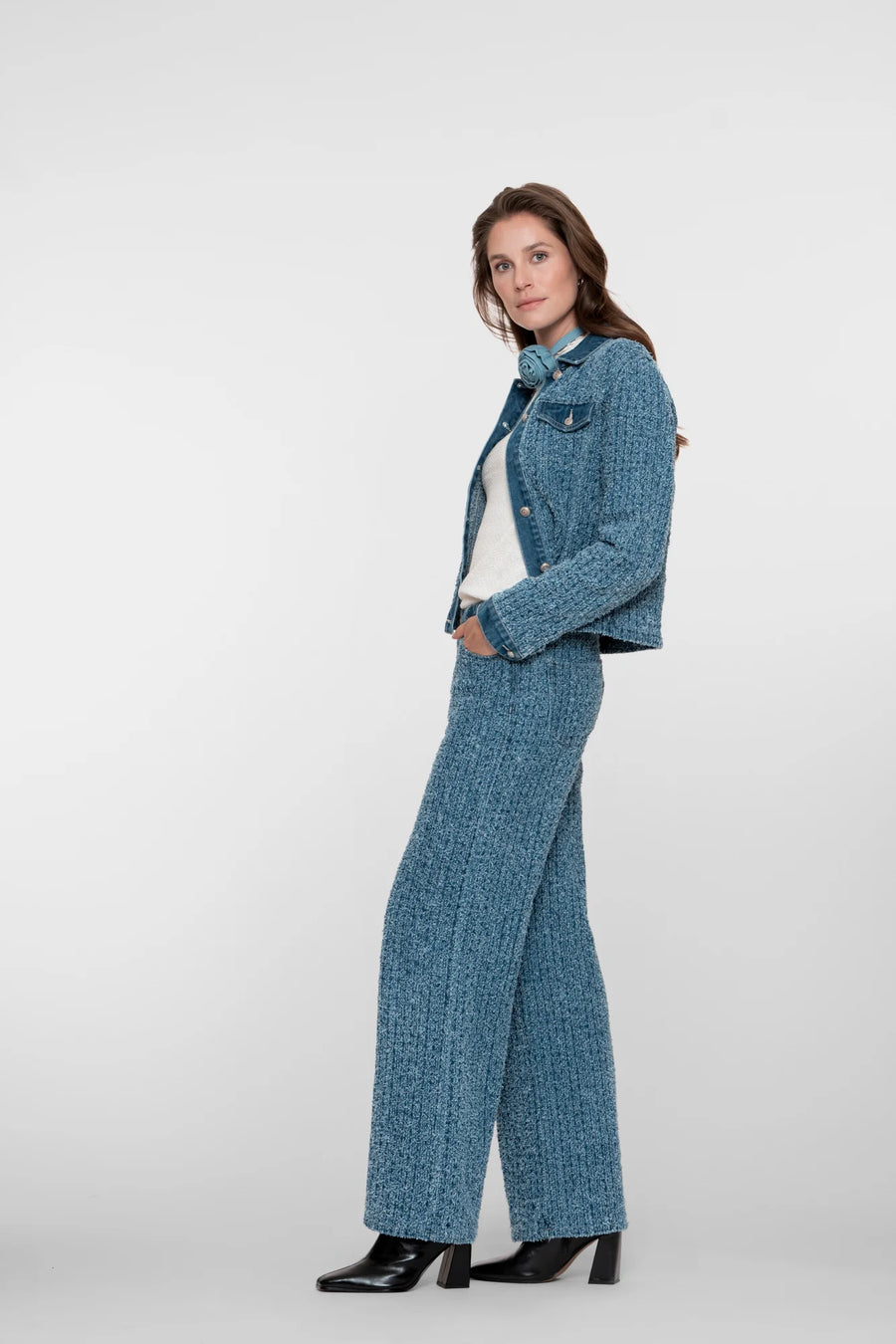Geisha dames boucle denim jacket - 55532-10