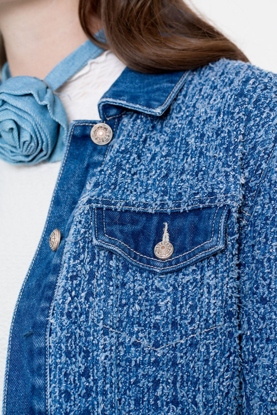 Geisha dames boucle denim jacket - 55532-10