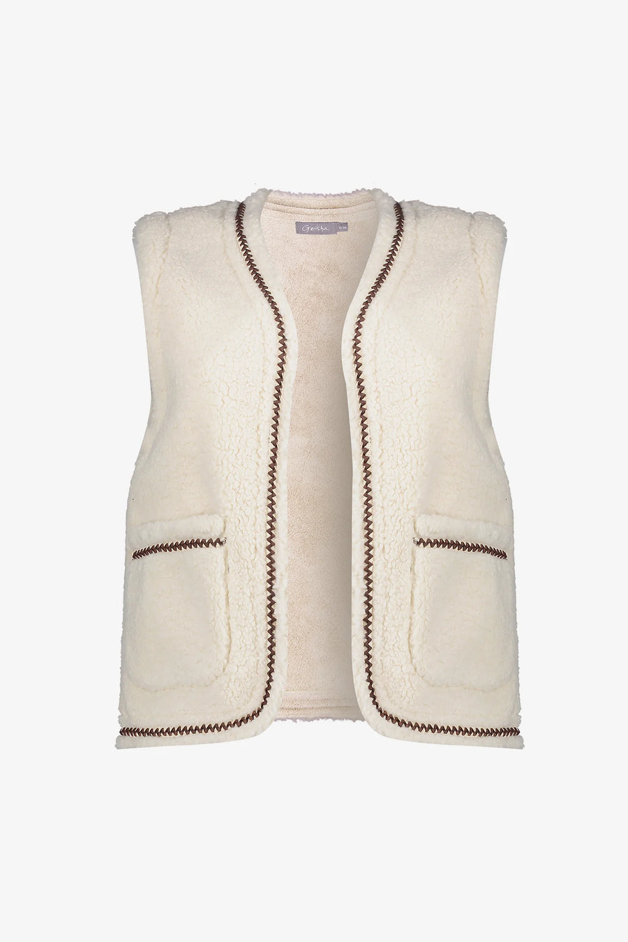 Geisha - dames teddy gilet met geweven bies - 55541-19