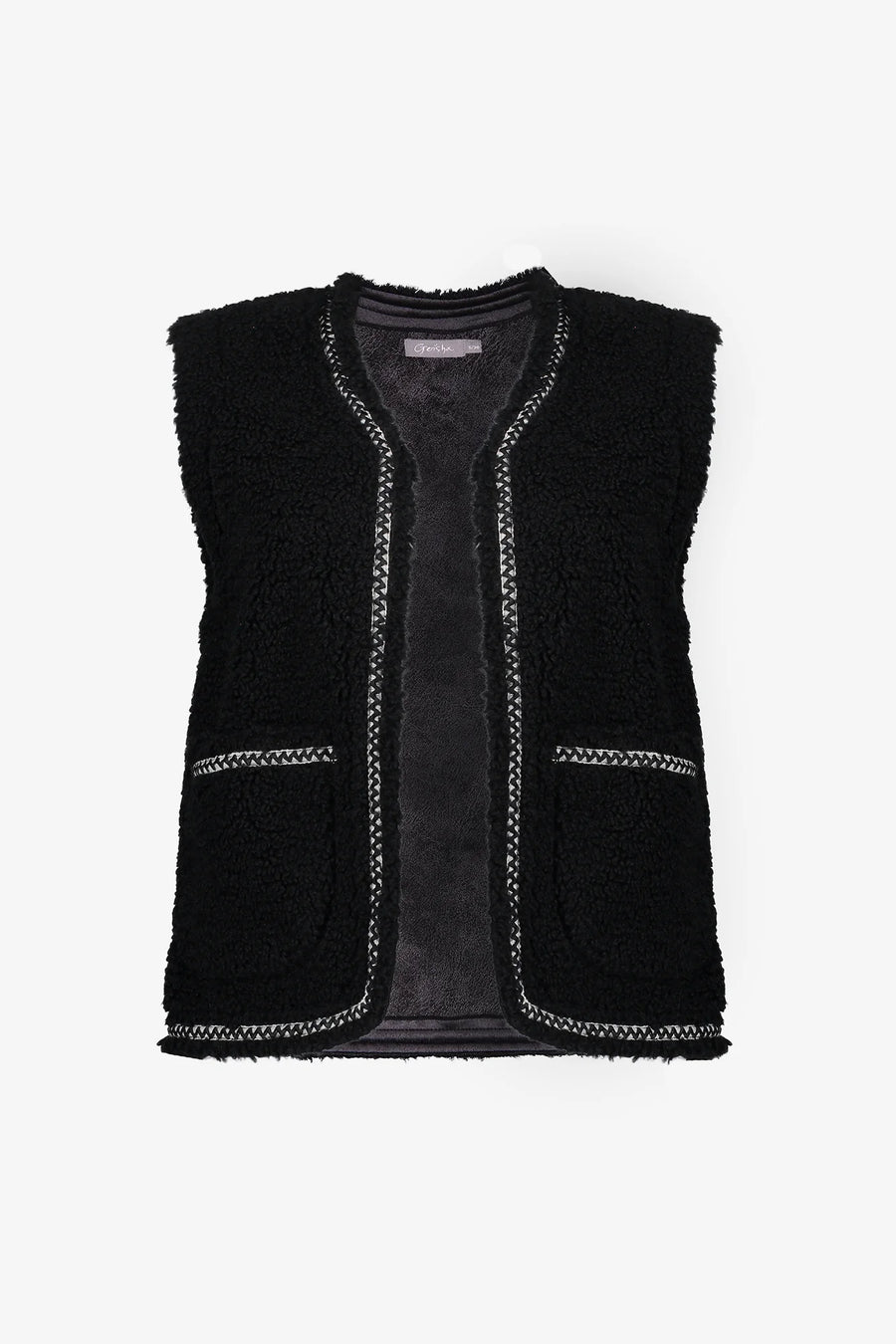 Geisha - dames teddy gilet met geweven bies - 55541-19