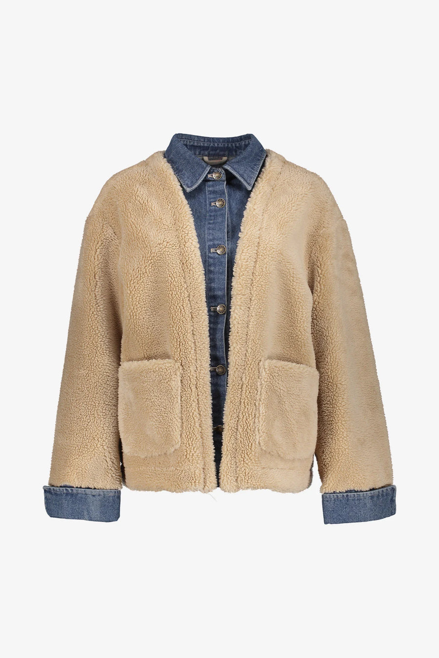 Geisha dames jacket met denim en teddy - 58551-16