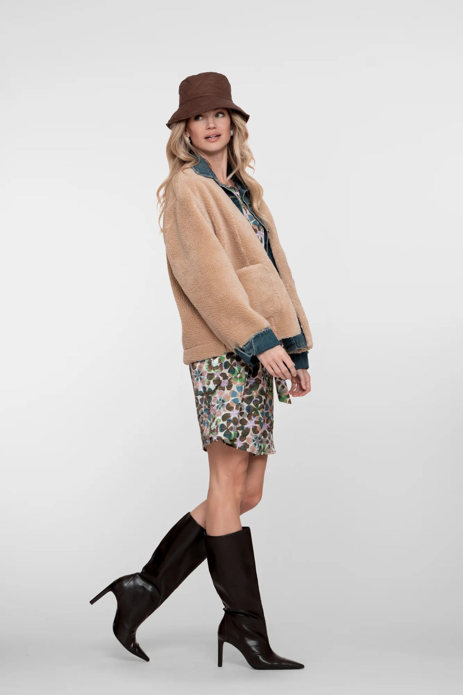 Geisha dames jacket met denim en teddy - 58551-16