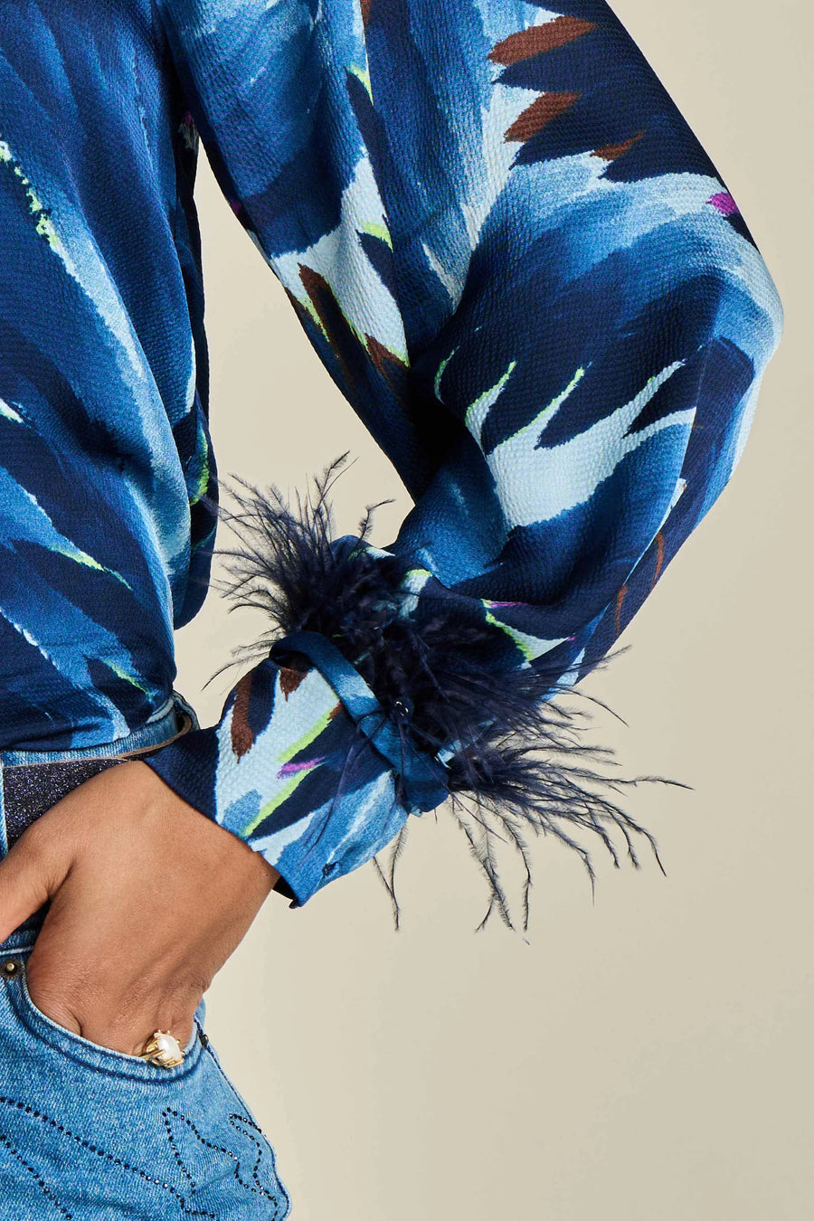 Blouse POM  - Feathers Blue