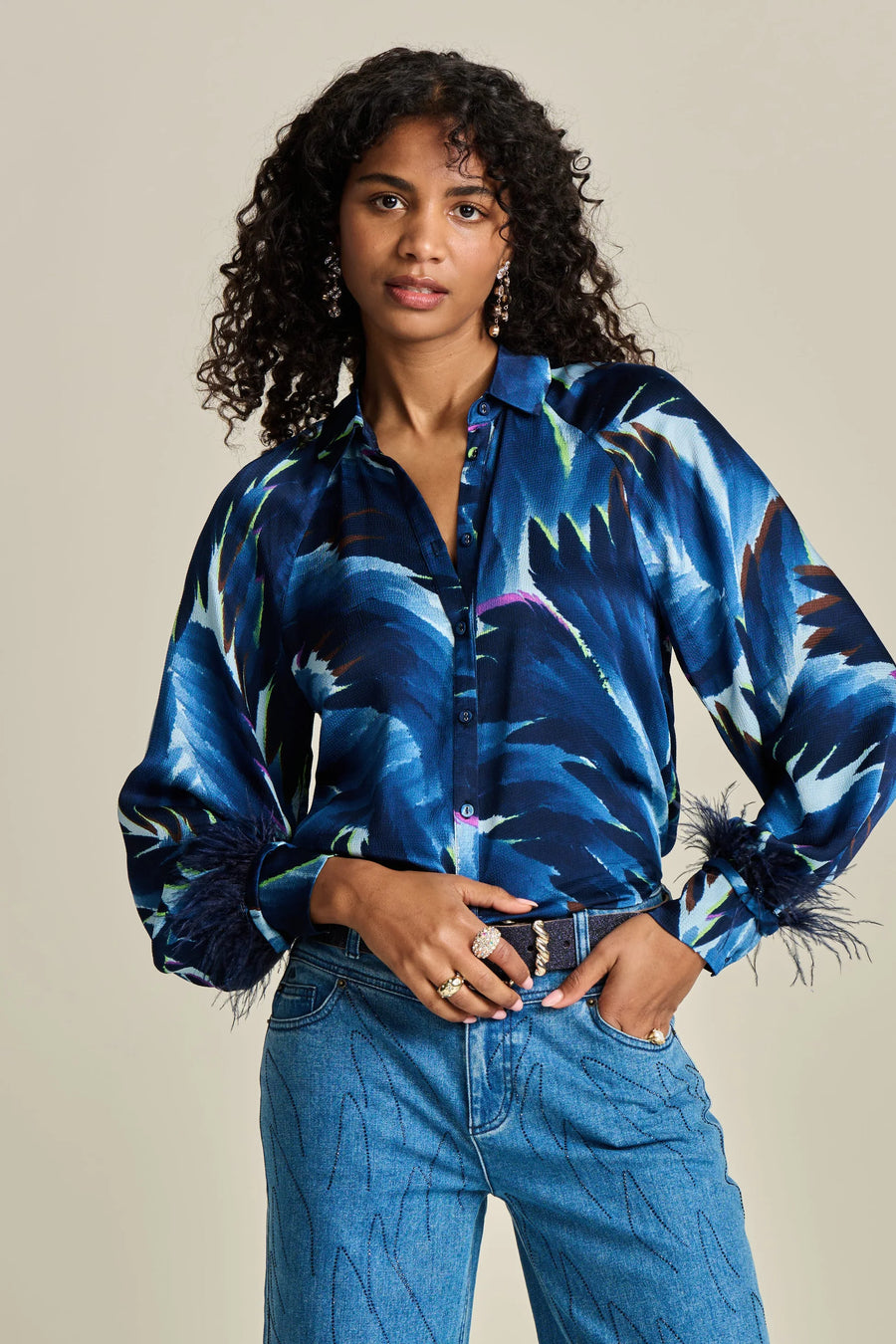 Blouse POM  - Feathers Blue