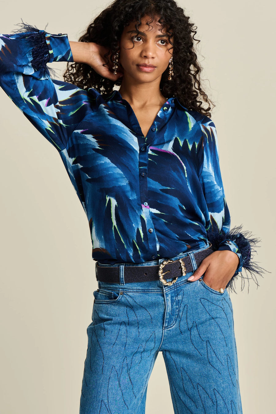 Blouse POM  - Feathers Blue