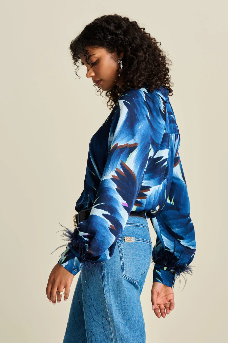 Blouse POM  - Feathers Blue