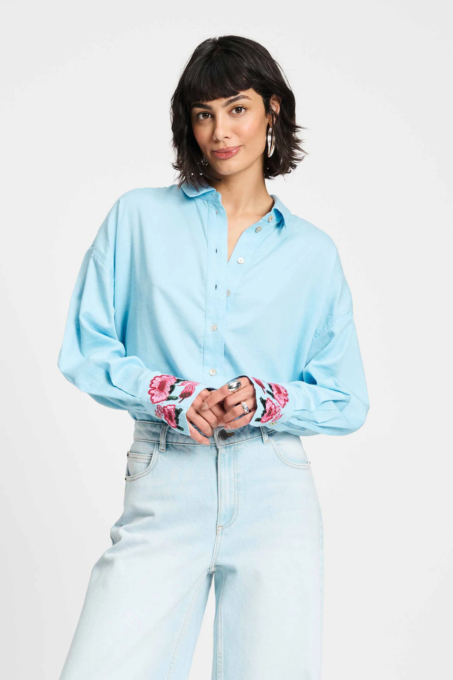 Blouse POM - Sky Blue Melange - sp9283