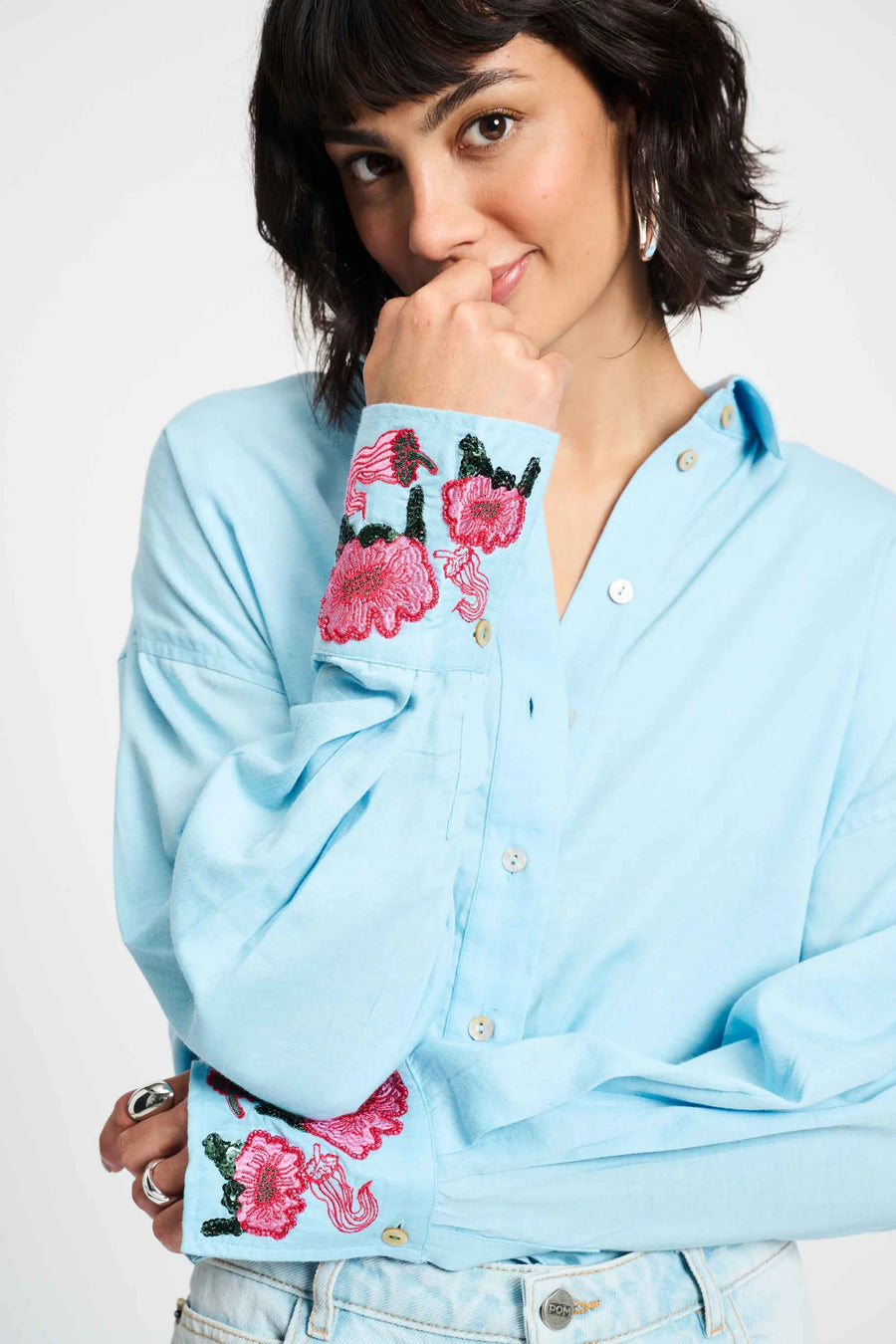 Blouse POM - Sky Blue Melange - sp9283