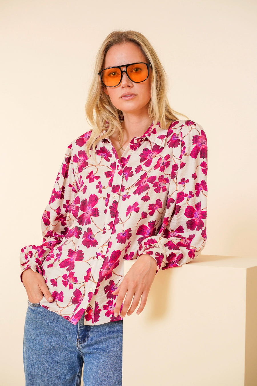 Geisha dames blouse met bloemenprint 43951-20