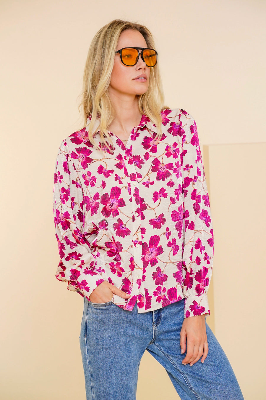 Geisha dames blouse met bloemenprint 43951-20