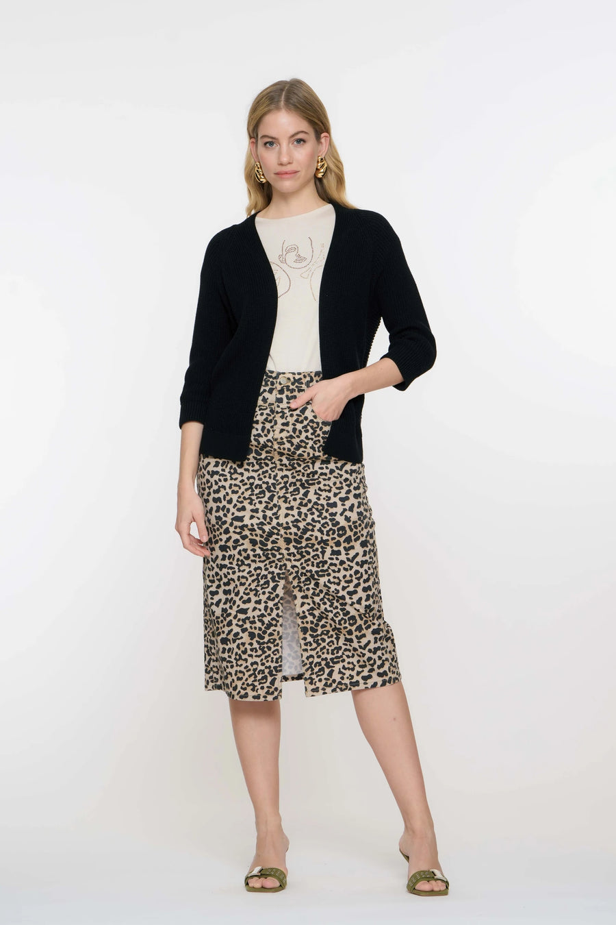 Geisha dames leopard rok met split - 56012-10