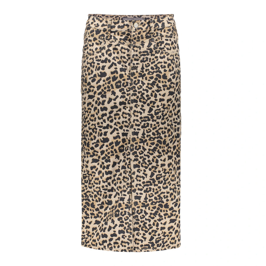 Geisha dames leopard rok met split - 56012-10