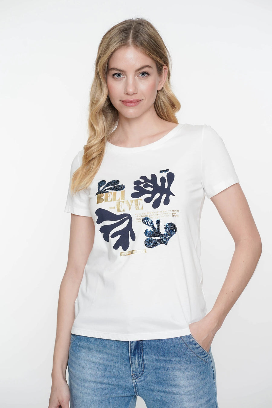 Geisha dames T-shirt met foil print - 52114-41