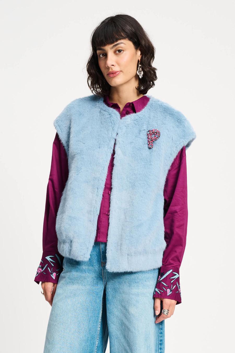 Gilet POM - Fur Misty Blue