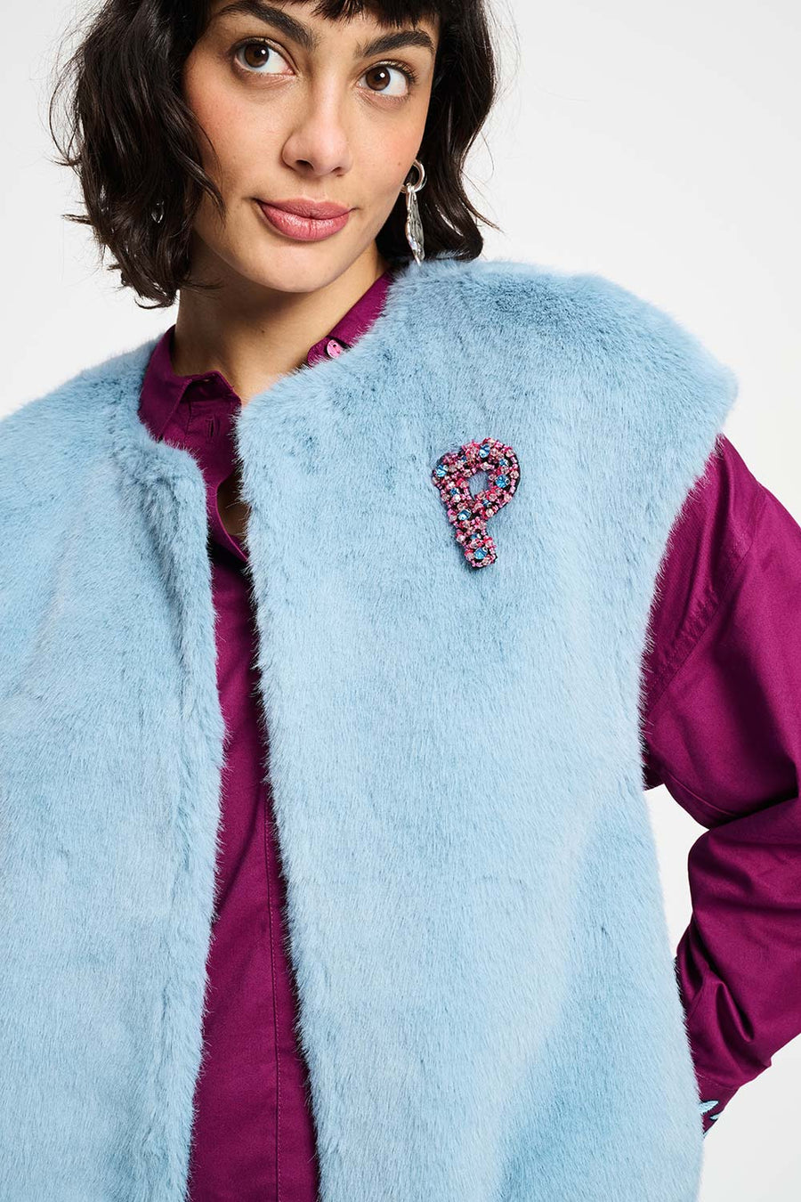 Gilet POM - Fur Misty Blue