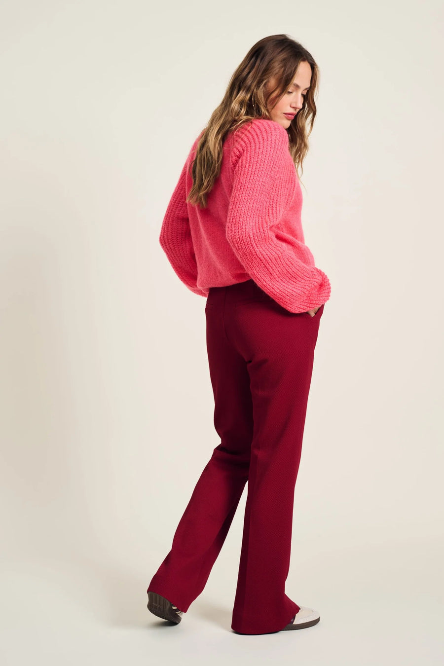 Broek Flare Burgundy Red POM Amsterdam - SP8044