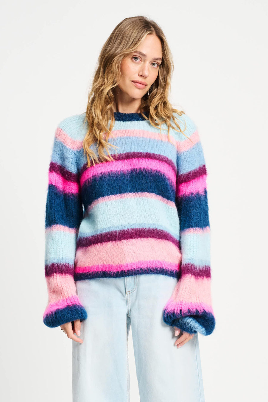 Trui POM- Brushed Stripes Blue