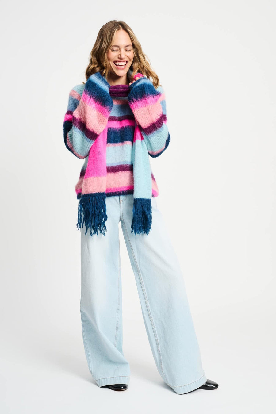 Trui POM- Brushed Stripes Blue